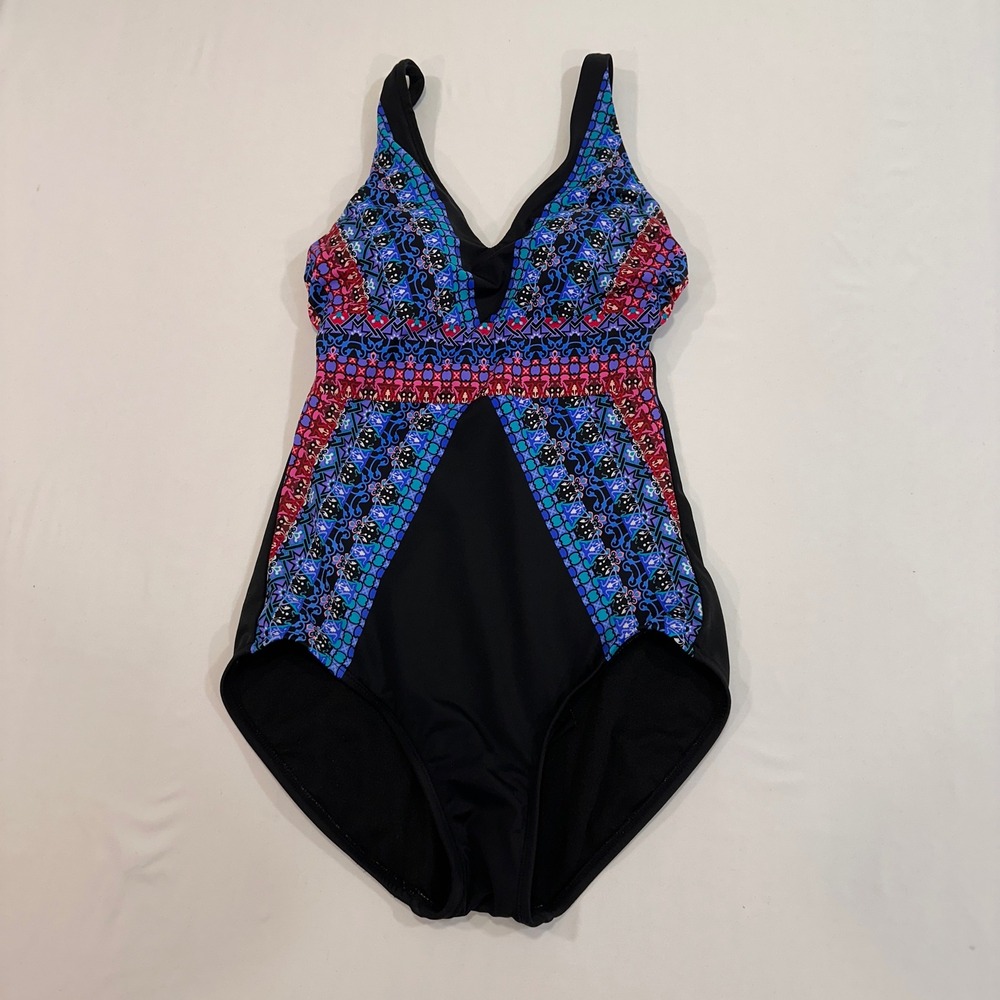 Embrace Your Curves One Piece Swimsuit Womens Size S Black Mosaic | Boho Core